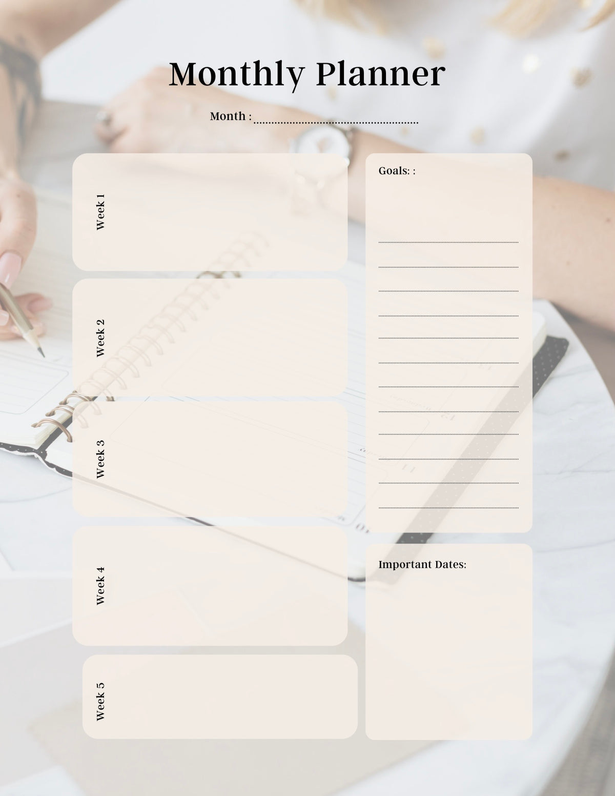 Monthly/Weekly Planner Printable (neutral theme)