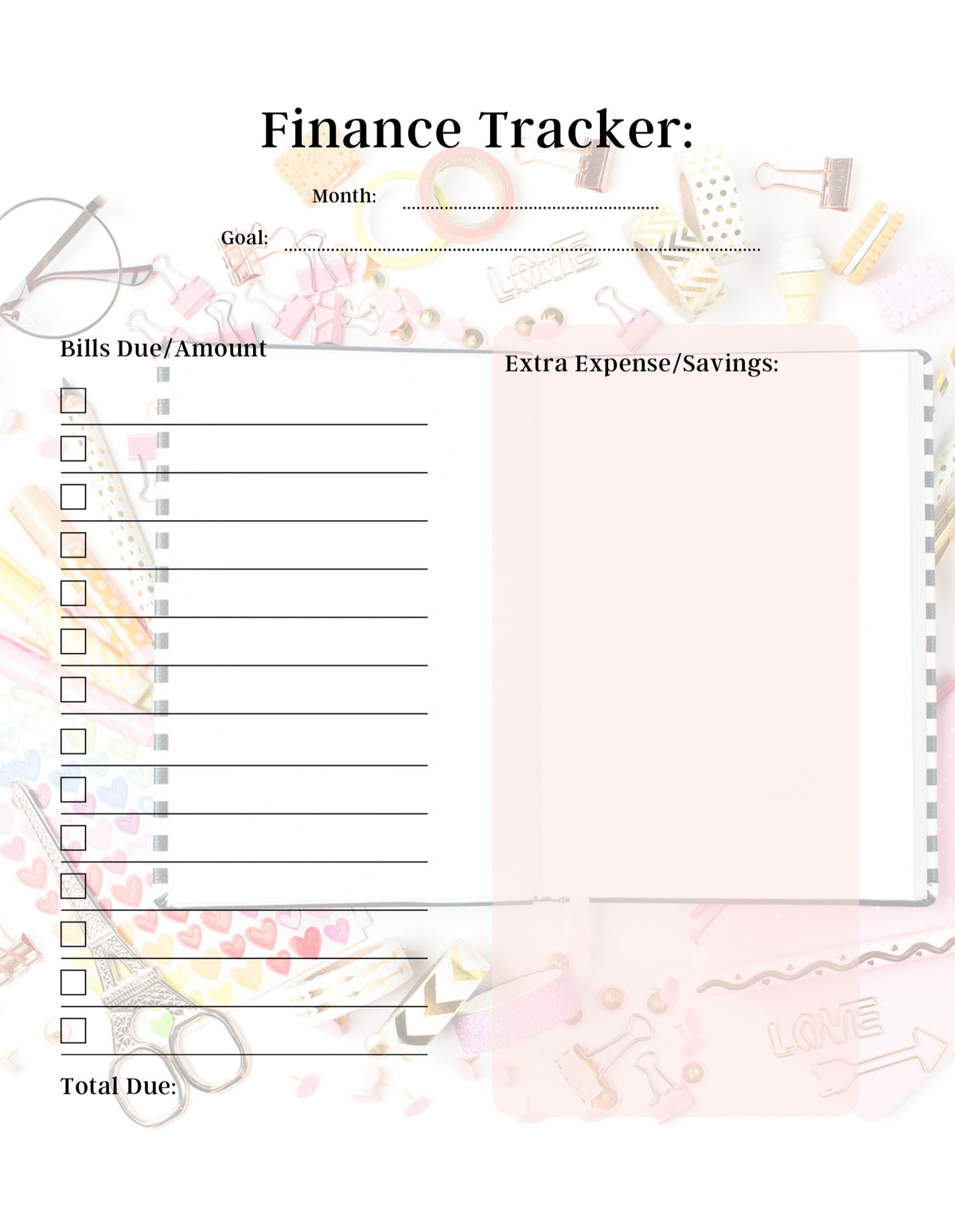 Monthly/Weekly Planner Printable (pink theme)