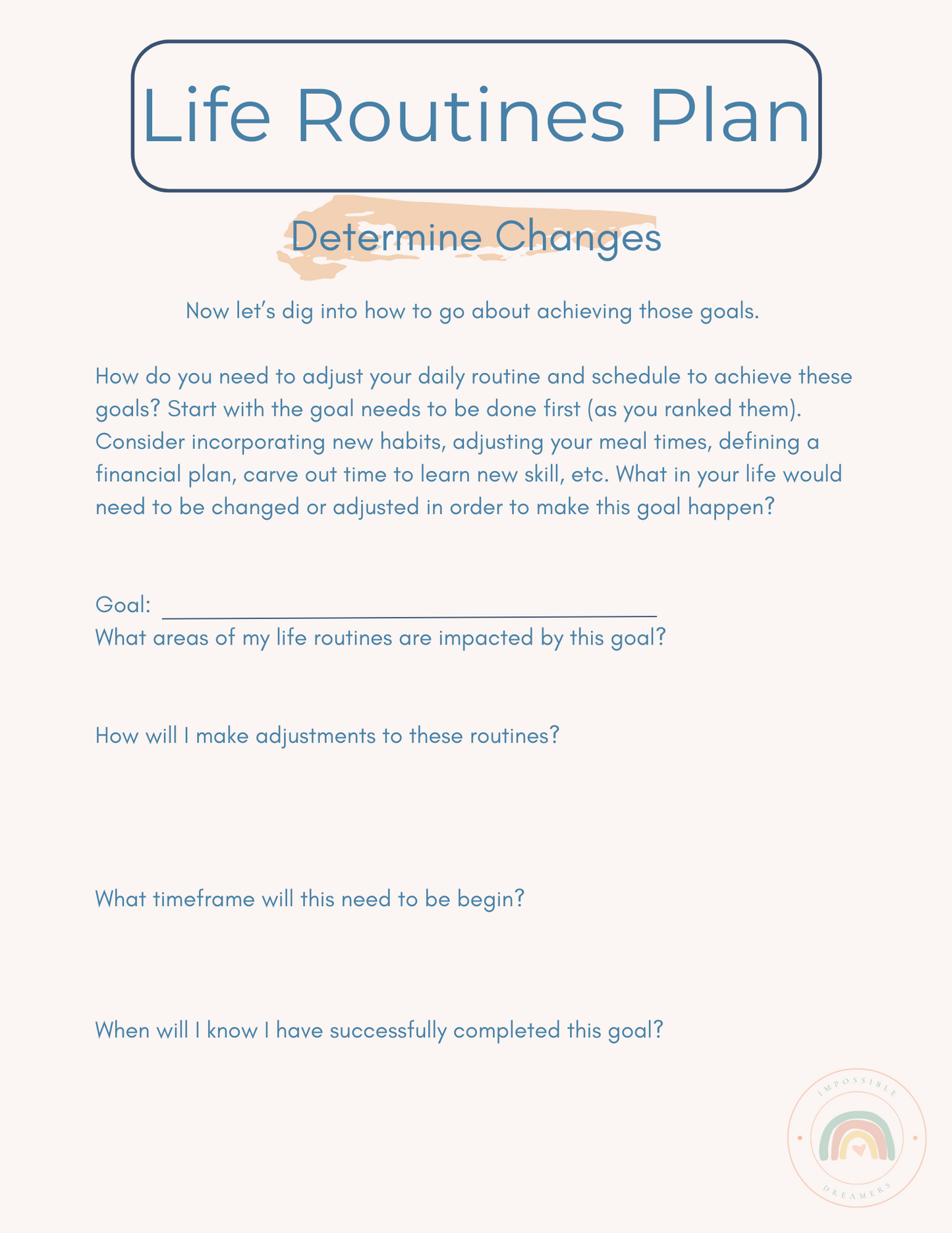 Life Routines Plan