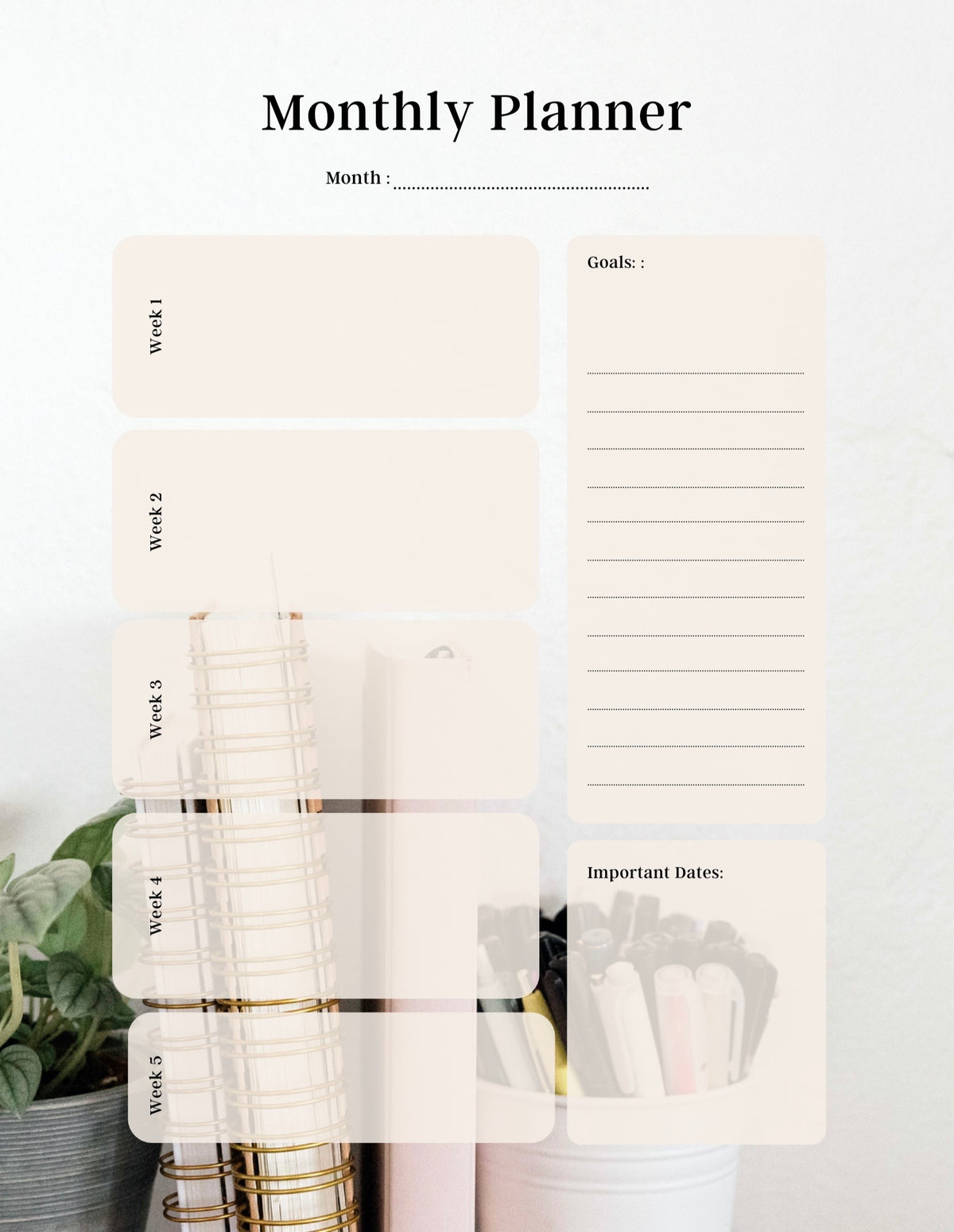 Monthly/Weekly Planner Printable (pink theme)