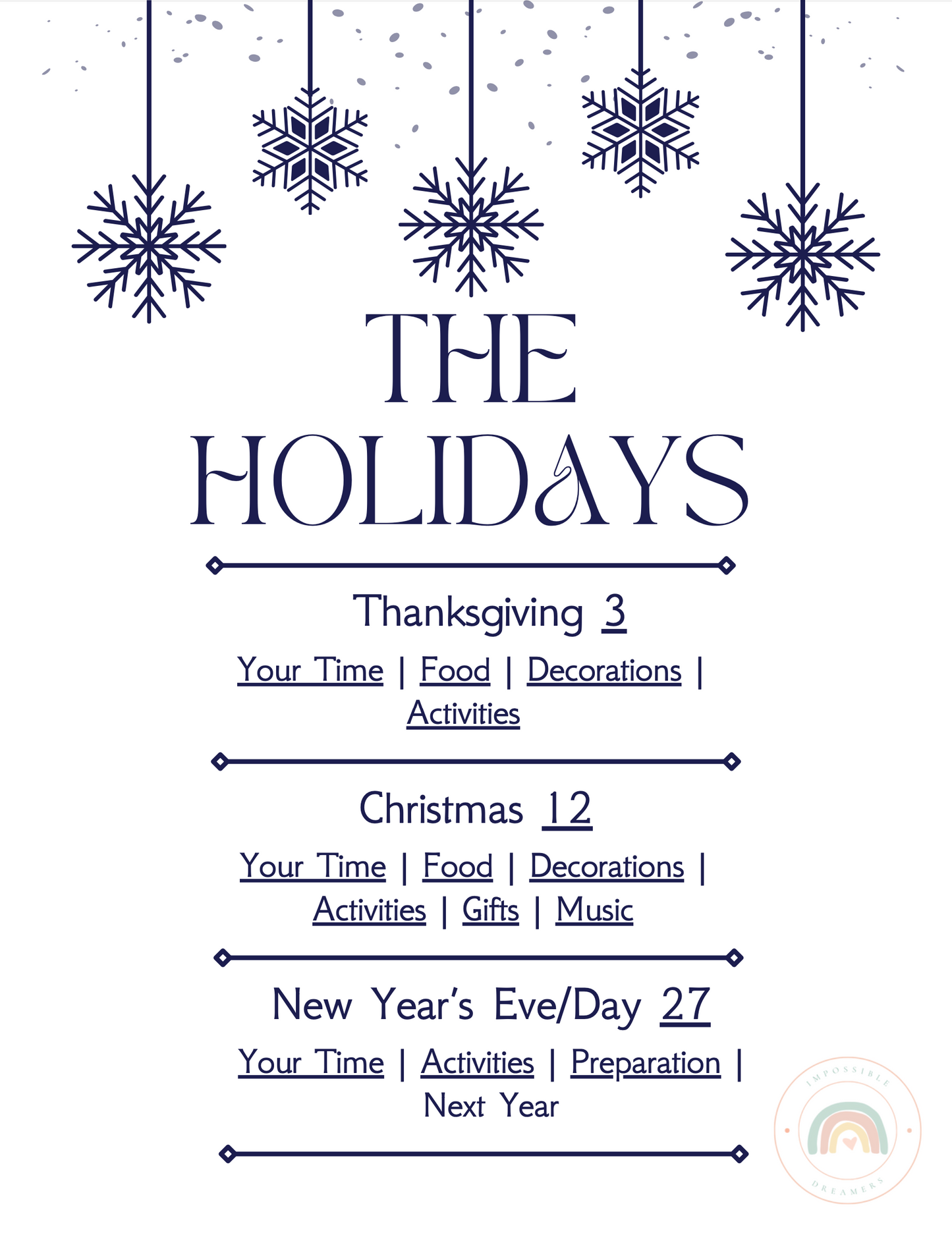 2025 Holiday Planner