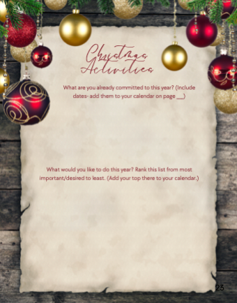 2025 Holiday Planner